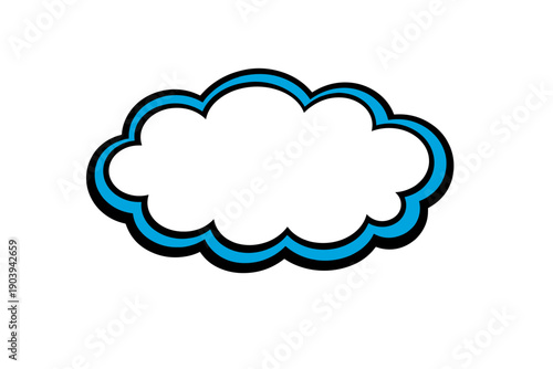 Simple blue-outlined cloud icon with white center on transparent background