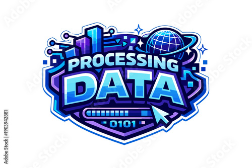 Futuristic data processing design with globe and circuitry elements