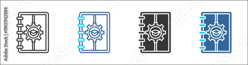 book icon set multiple style collection	
