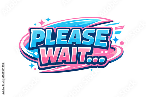 Colorful please wait design with playful elements