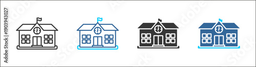 school icon set multiple style collection	
