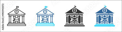  university icon set multiple style collection	
