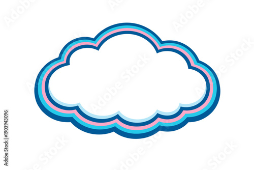 Colorful outline cloud icon with blue and pink border on white background