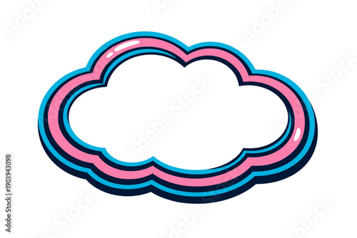 Colorful cartoon cloud with pink and blue outline