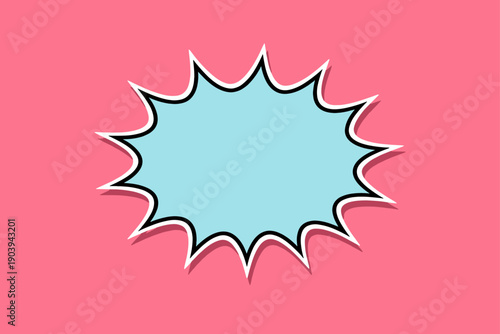 Blue comic burst on pink background with bold outline