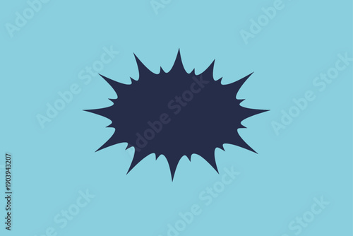 Abstract dark blue burst shape on light blue background