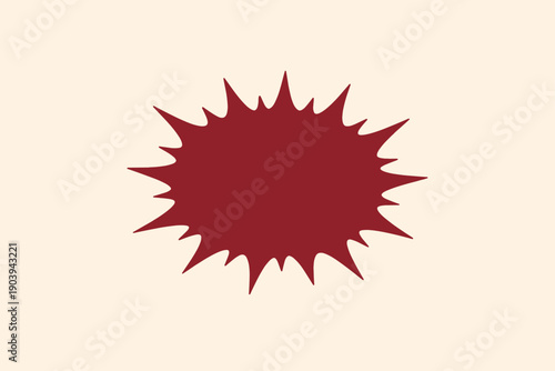 Abstract maroon splash icon on beige background