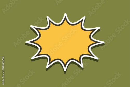 Yellow starburst shape on olive green background