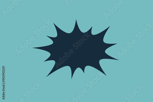 Black starburst shape on blue background