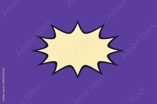 Comic style explosion cloud on purple background