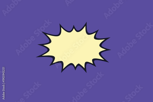 Vibrant yellow burst on purple background with comic style