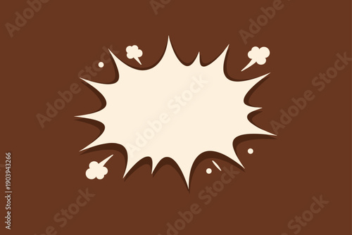 Comic style explosion with speech bubble on brown background
