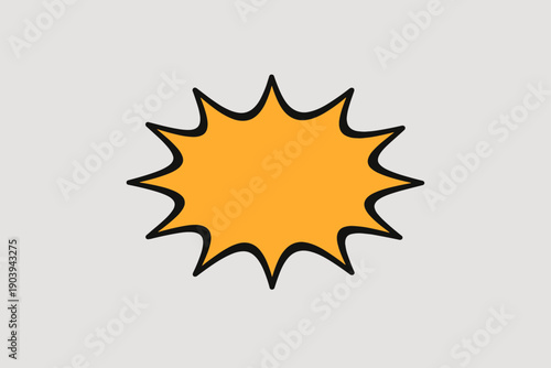 Abstract yellow starburst with black outline on light background