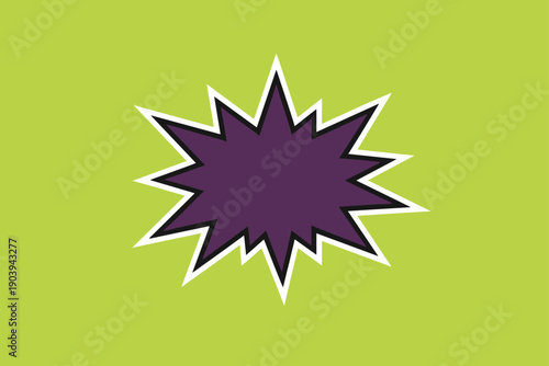 Purple starburst icon on light green background with explosive design