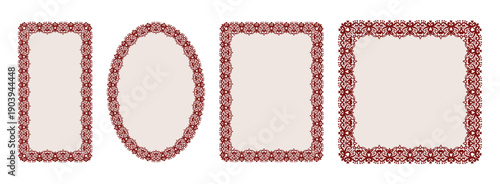 Lace Frame Vintage Vector Set Elegant Coquette Girly Border Card Poster Invitation