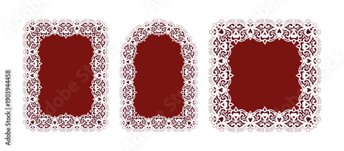 Lace Frame Vintage Vector Set Elegant Coquette Girly Border Card Poster Invitation