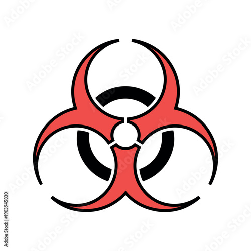 A biohazard symbol on a white background, representing danger and risk.