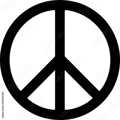 Black peace sign outline symbol isolated on white background vector for apps and websites