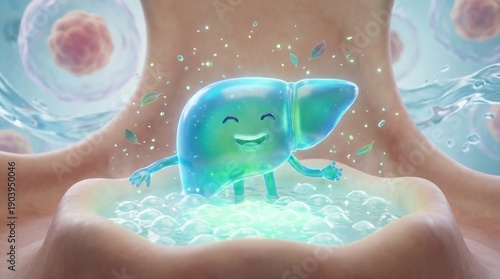 Boosting internal health with vibrant liver animation digital art colorful whimsical health concept