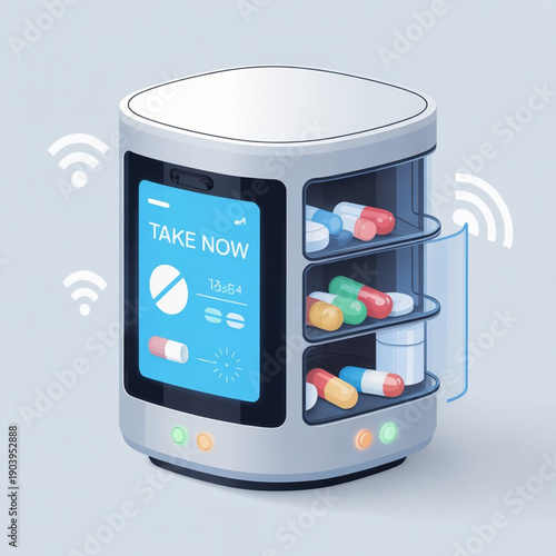 Smart Medication Adherence Dispenser Vector