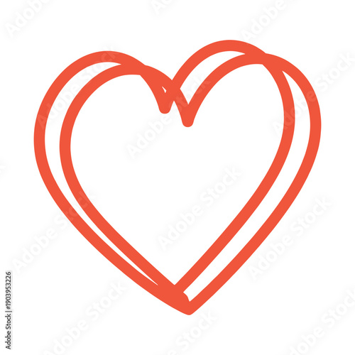 A simple hand-drawn red heart on a white background