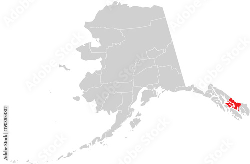 Wrangell Borough on Alaska State Map Design Editable