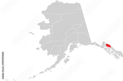 Juneau Borough on Alaska State Map Design Editable
