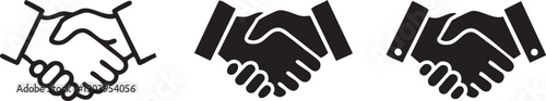 Professional Partnership Handshake Agreement Silhouettes on White Background