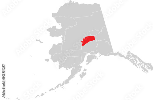 Denali Borough on Alaska State Map Design Editable