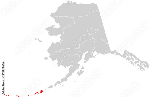 Aleutians West Borough on Alaska State Map Design Editable