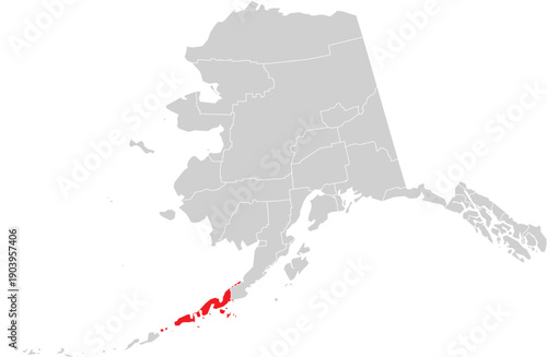 Aleutians East Borough on Alaska State Map Design Editable