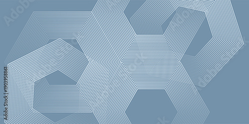 Abstract hexagon lines on gray background. Geometric stripe line art design for poster, brochure, cover, website, banner.