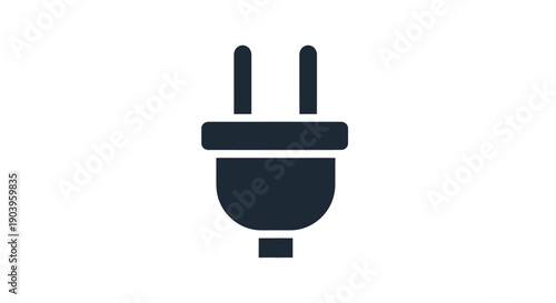 Dark Electrical Power Plug Icon on White Background - Energy Connection Symbol for Technology and Devices