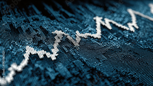Wallpaper Mural Digital financial chart with rising trend line and binary data visualization. Torontodigital.ca