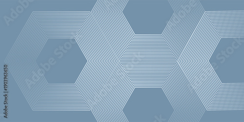 Abstract hexagon lines on gray background. Geometric stripe line art design for poster, brochure, cover, website, banner.