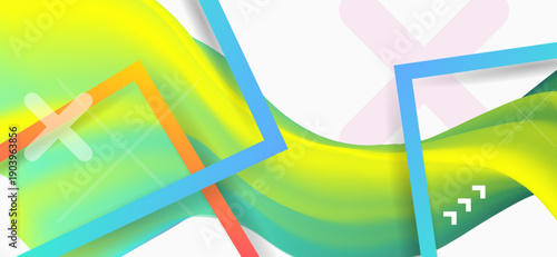 New bright juicy summer abstract fluid creative banner, trendy bright neon colors with dynamic lines