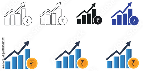 Financial Growth: The image presents a visual representation of financial growth with upward trending graphs and currency symbol.