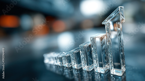 Wallpaper Mural Glass bar graph showing increasing trend with a blurred background. Torontodigital.ca