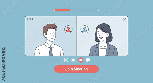 Business professionals participating in an online video conference meeting.