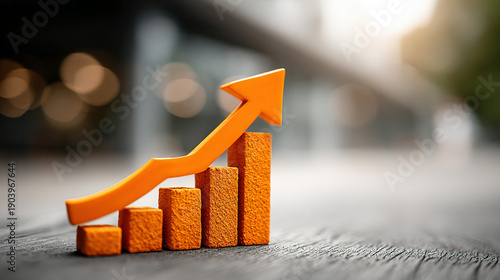 Wallpaper Mural Orange arrow pointing upward on a bar chart indicating growth Torontodigital.ca