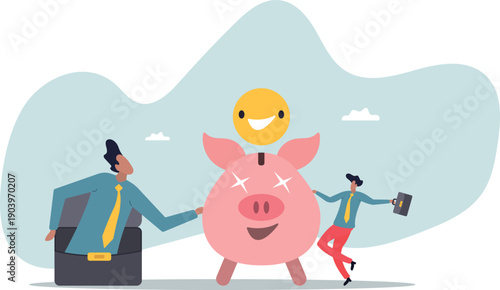 Money to buy happiness, saving for happy retirement or pay for happy lifestyle.about a man and his life.