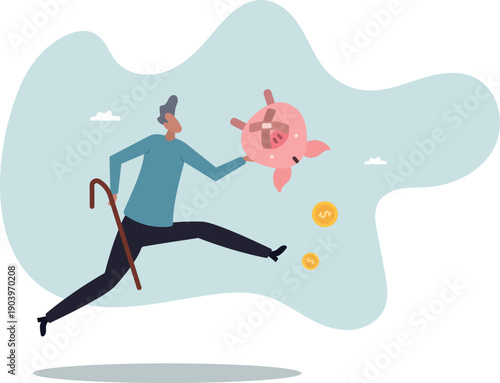 Pension plan for senior retiree, retirement savings fund, IRA, Roth or 401K, wealth management for elderly.business concept.flat character..life and employment of people.