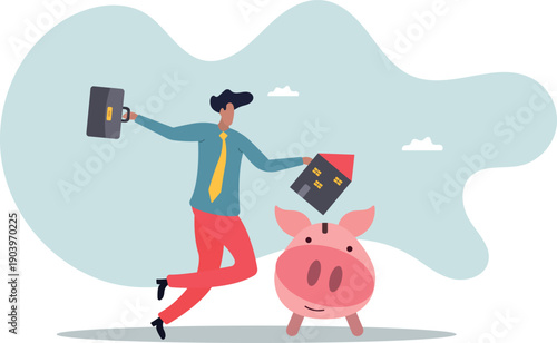 Saving for house, mortgage or housing loan, collect money for down payment .about a man and his life.