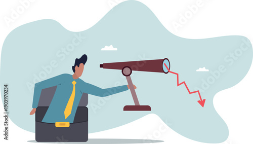 Stock market forecast downfall, vision to see future economic crisis or market crash.about a man and his life.