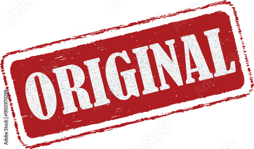 Vibrant red ORIGINAL stamp on white background for authenticity and uniqueness