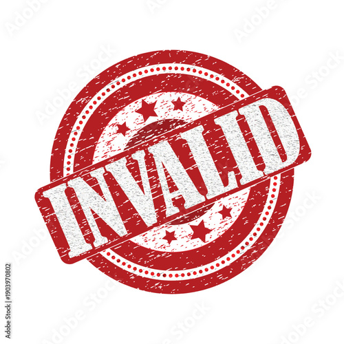 Red invalid stamp  on white background
