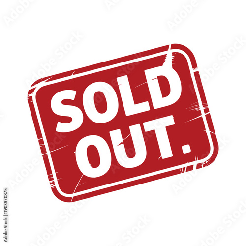 A red sold out stamp on a white background indicating that an item is no longer available for purchase