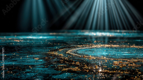 Wallpaper Mural Aerial view of an illuminated city at night with water reflections. Torontodigital.ca