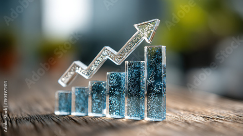 Wallpaper Mural A crystal arrow pointing upward on a bar graph Torontodigital.ca