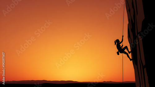 Wallpaper Mural Silhouette of a person climbing a wall during sunset Torontodigital.ca